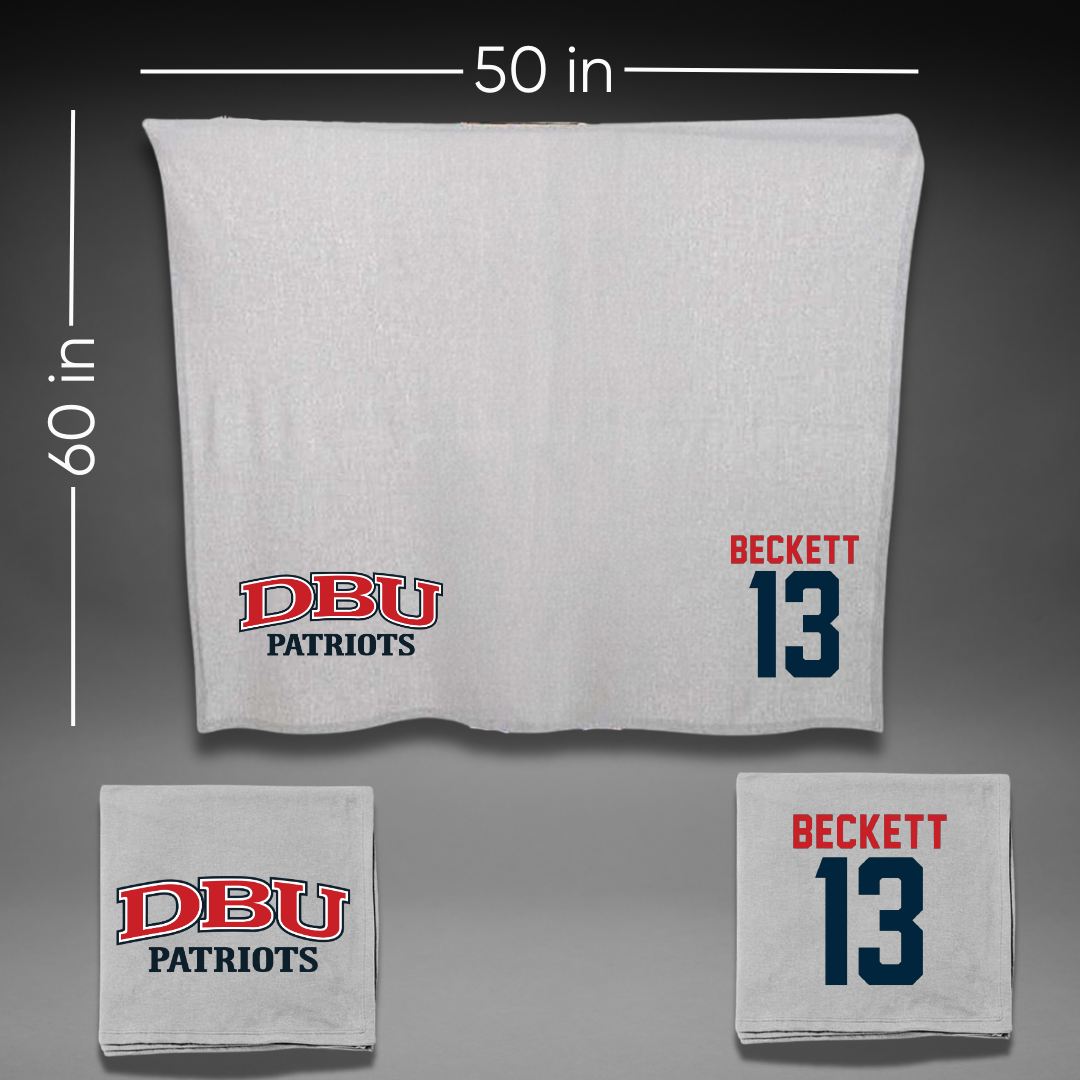 Dallas Baptist University Ice Hockey Gray Blanket - #13 Christian Beckett