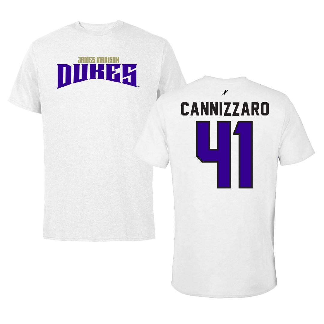 James Madison University Baseball White Classic Tee - #41 Jack Cannizzaro