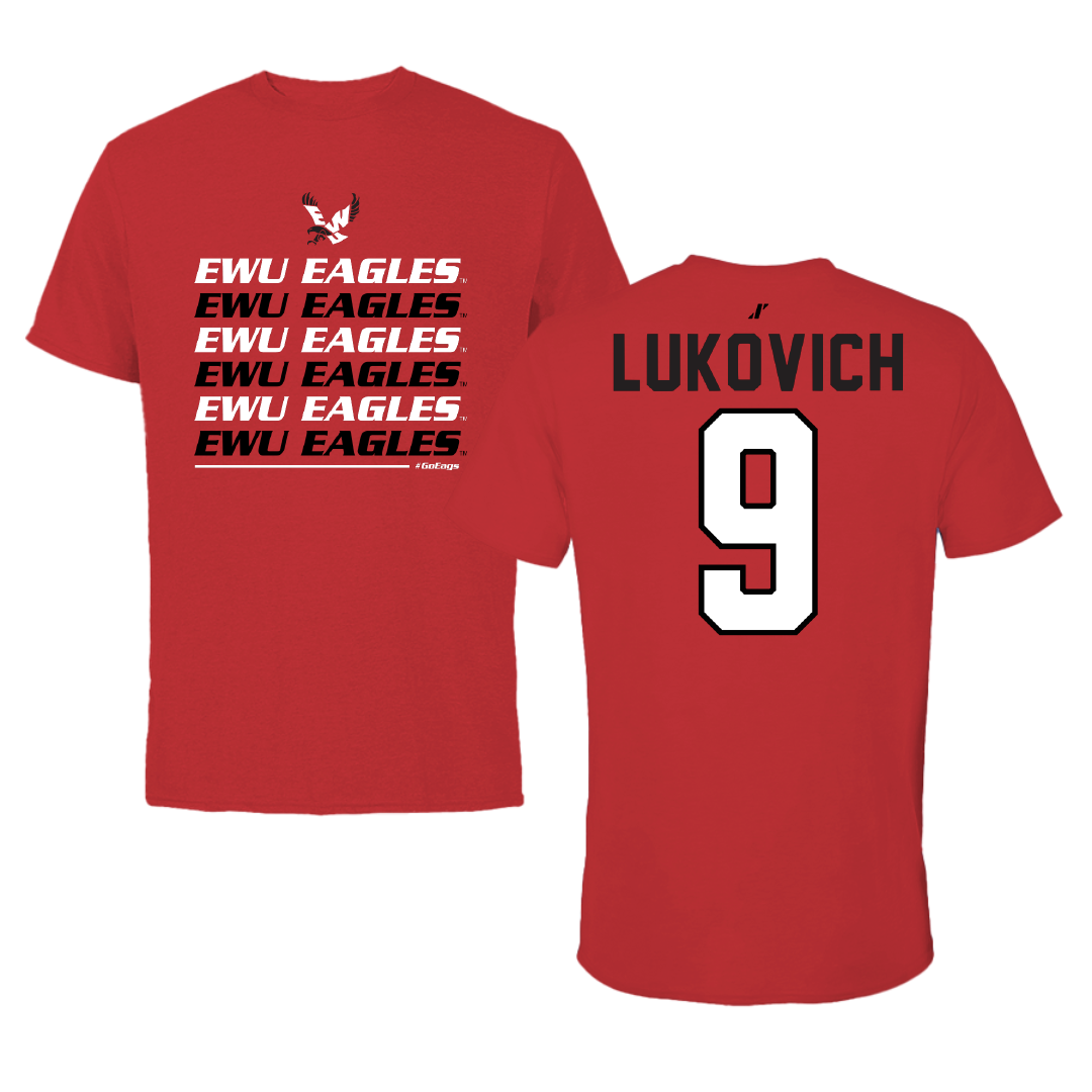 Eastern Washington University Volleyball Red General Performance Tee - #9 Kalista Lukovich