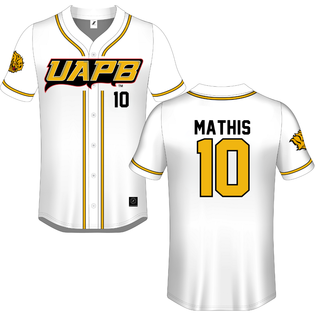 University of Arkansas-Pine Bluff White Button-Down Jersey - #10 Janai Mathis