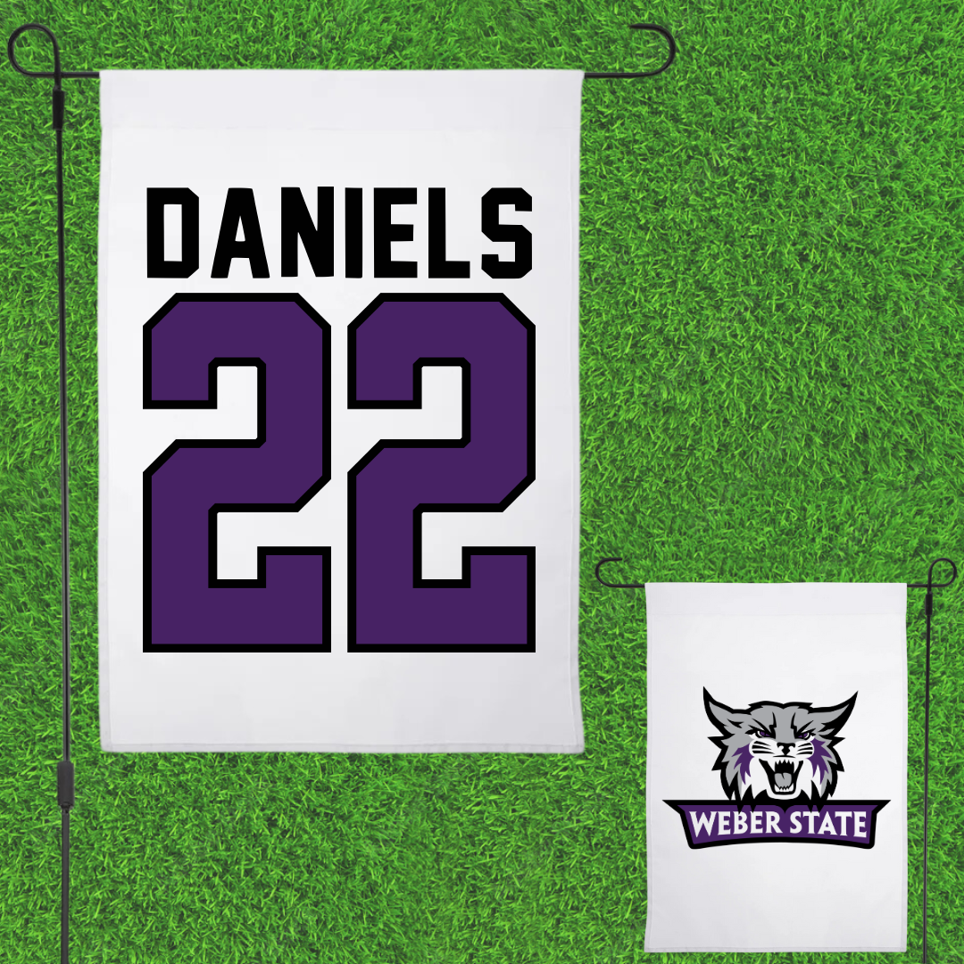Weber State University Football White Garden Flag - #22 Ishaan Daniels