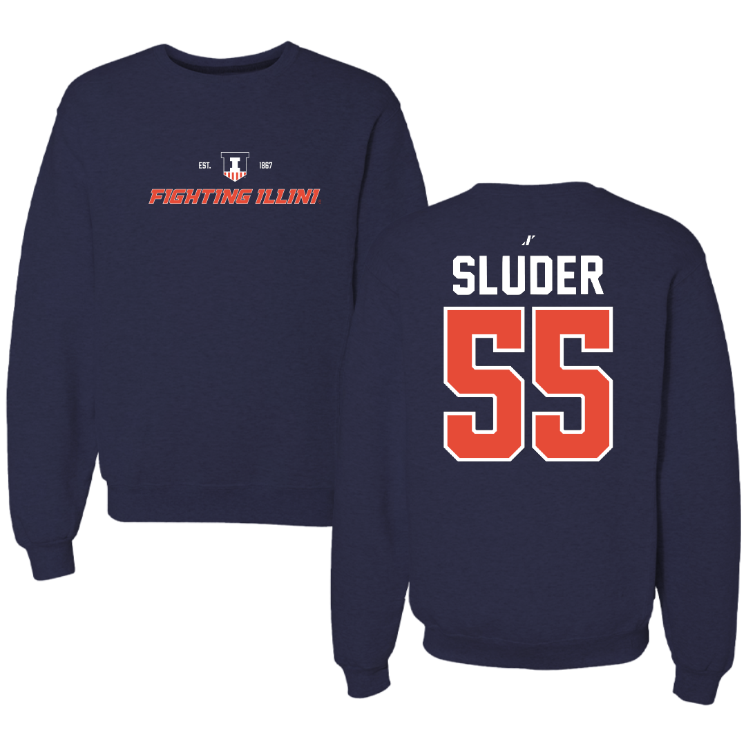 University of Illinois Softball Navy General Crewneck - #55 Mallory Sluder