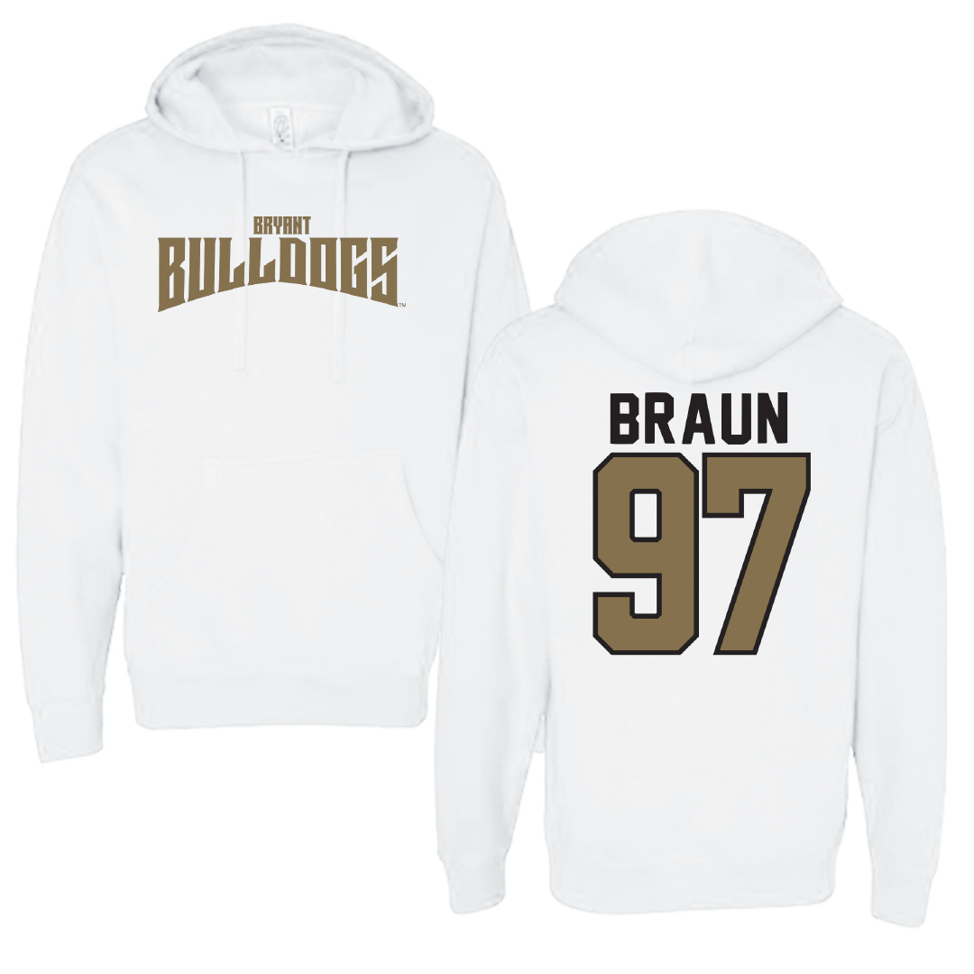 Bryant University Lacrosse White Classic Hoodie - #97 Cole Braun