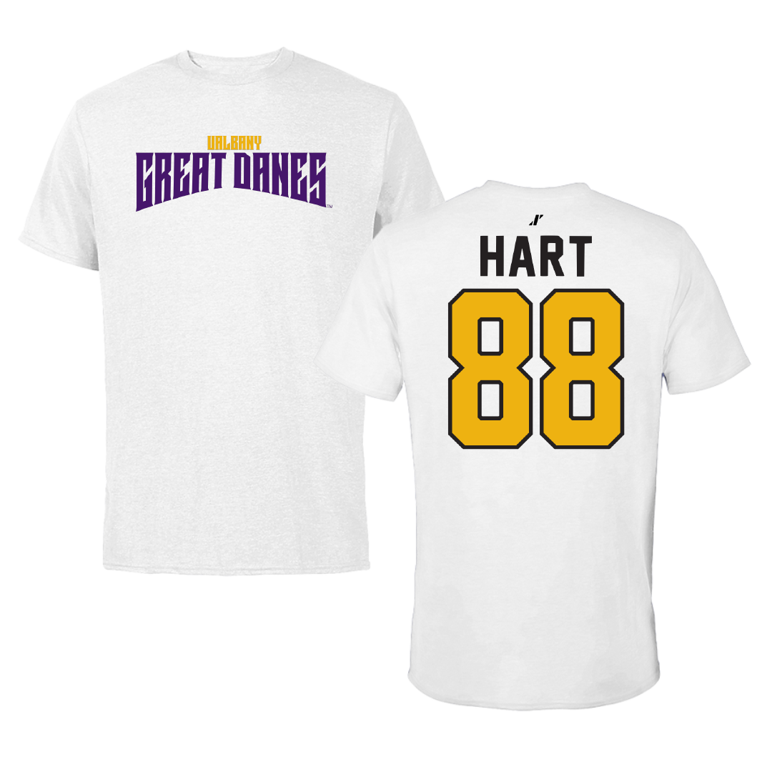 University at Albany Soccer White Classic Performance Tee - #88 Megan Hart