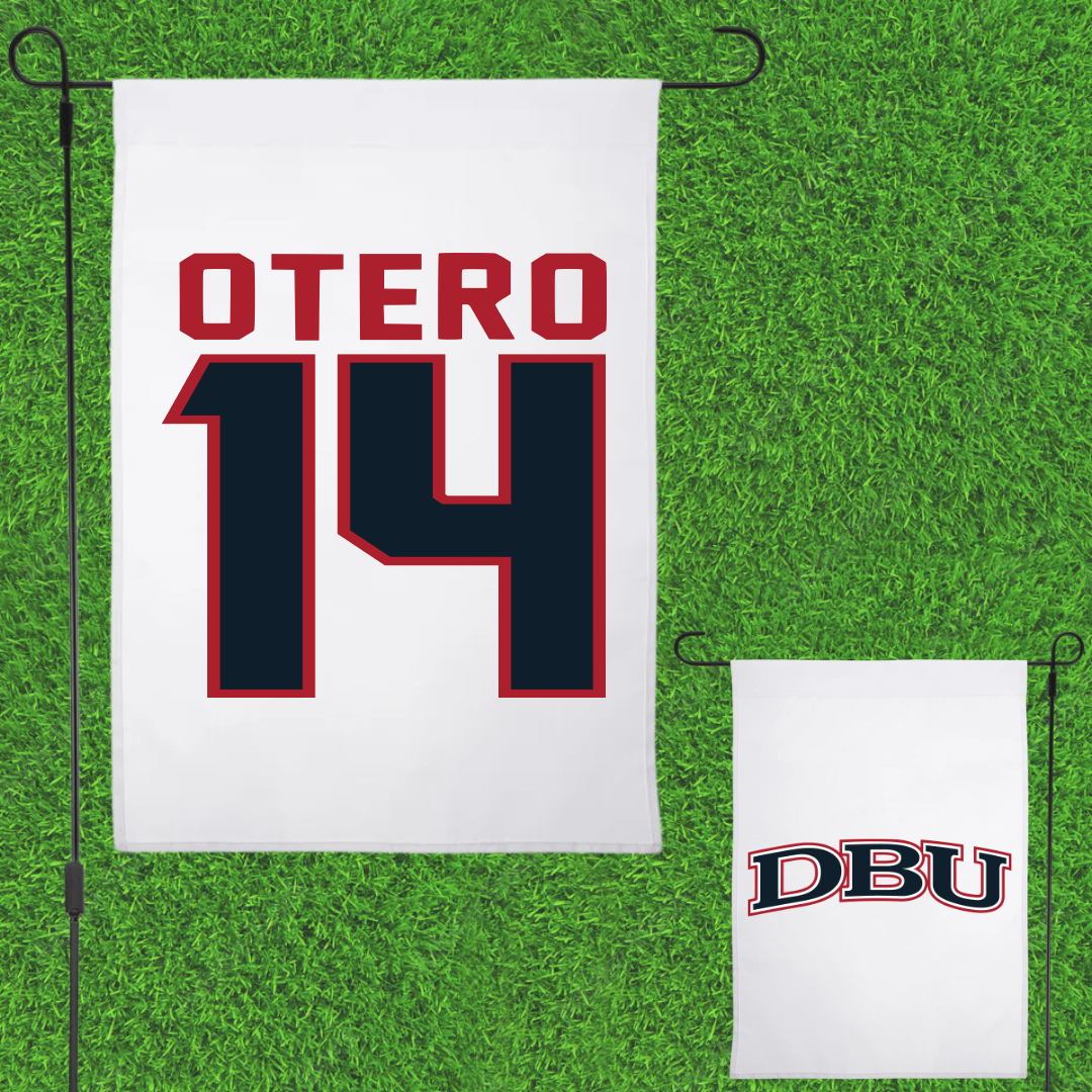 Dallas Baptist University Volleyball White Garden Flag - #14 Lindsey Otero