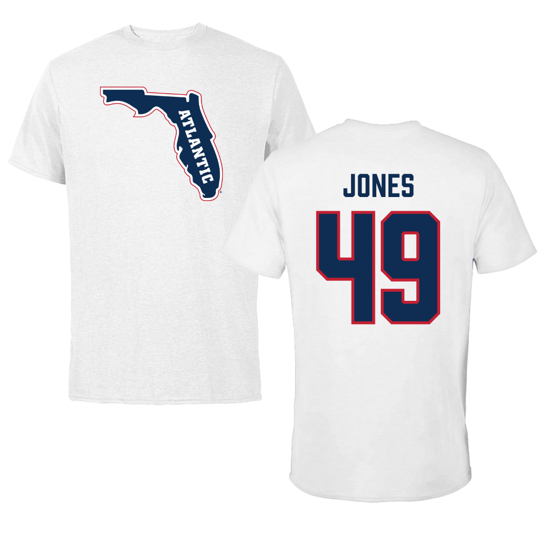 Florida Atlantic University Football White Tee - #49 Chris Jones