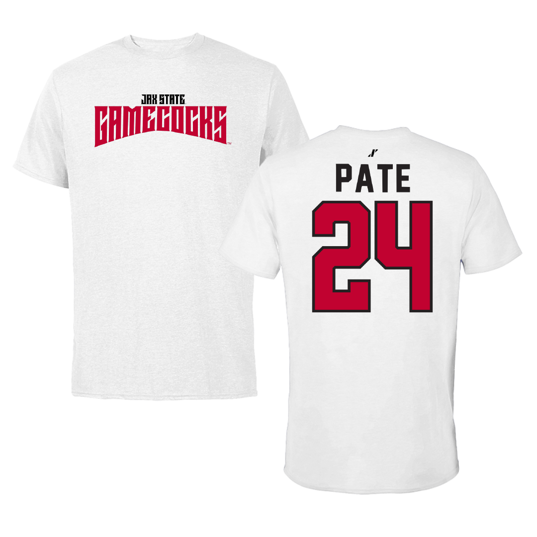 Jacksonville State University Softball White Classics Tee - #24 Ella Pate