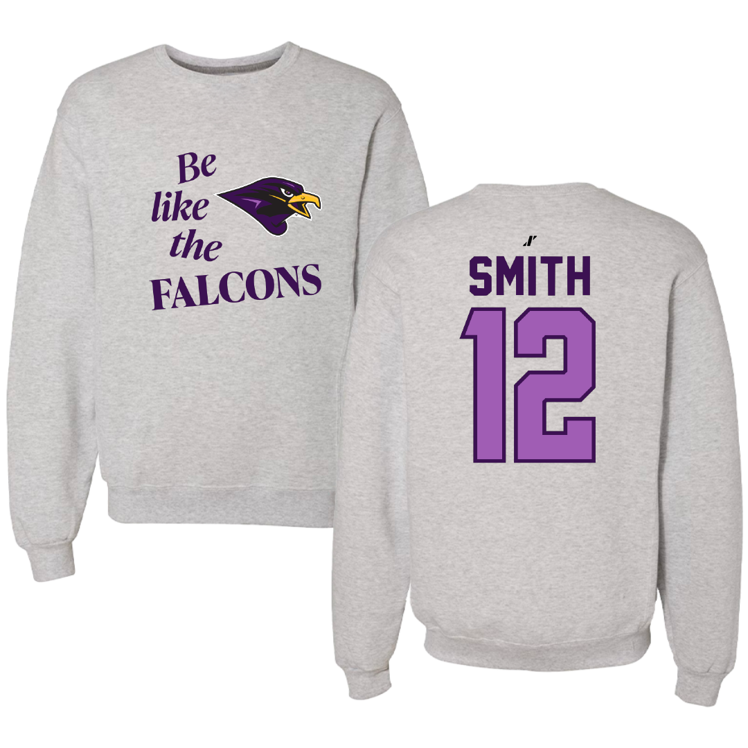 University of Montevallo Basketball Light Gray Be Like Us Crewneck - #12 Luke Smith