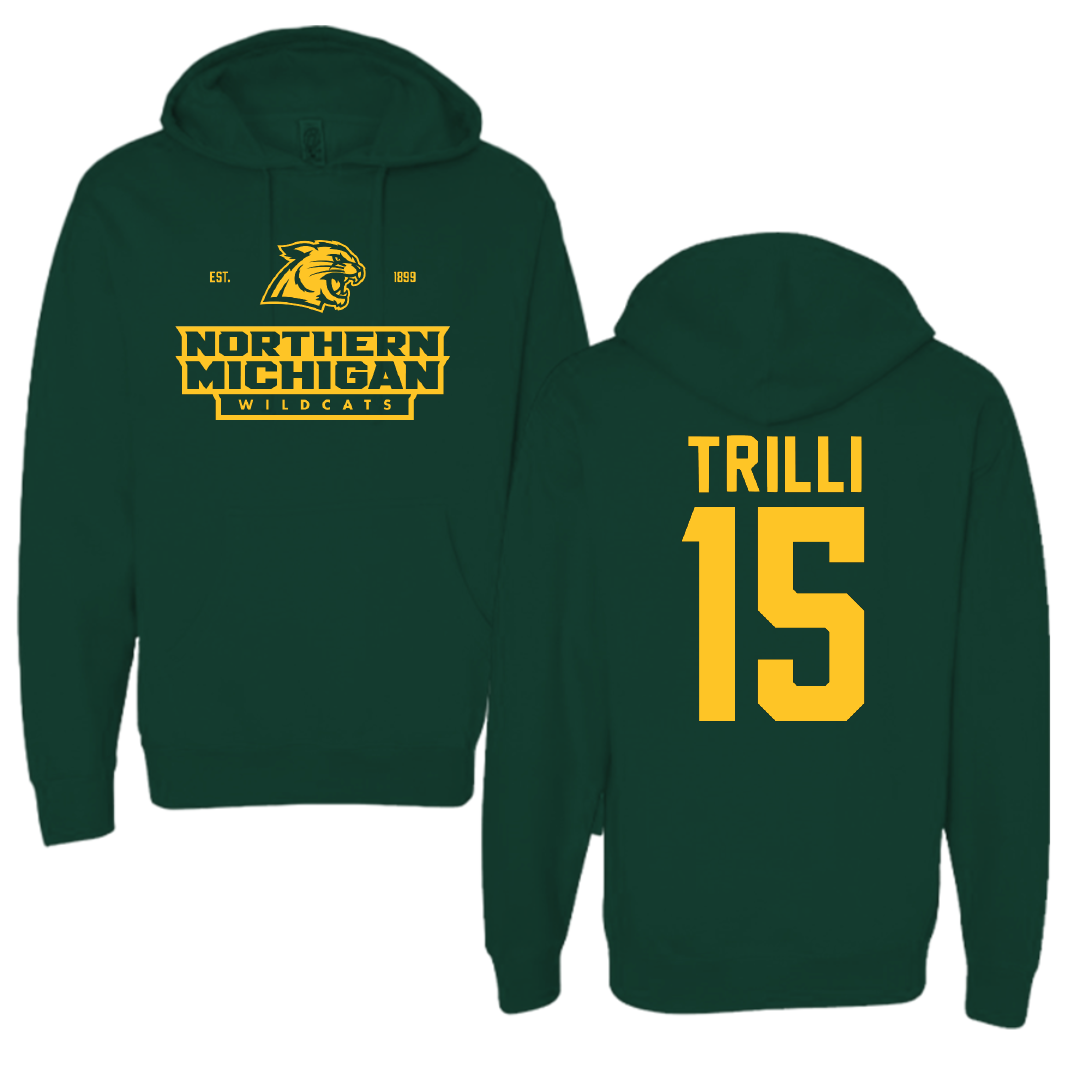 Northern Michigan University Basketball Forest Green General Hoodie - #15 Brandon Trilli