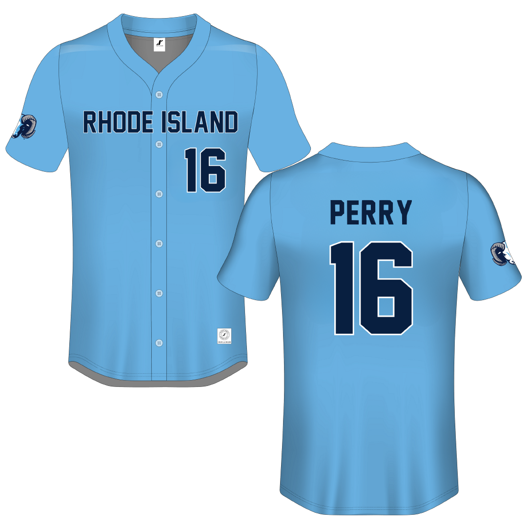 University of Rhode Island Blue Button-Down Jersey - #16 Braeden Perry