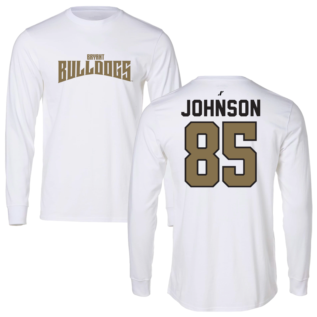 Bryant University Football White Classic Long Sleeve - #85 Patrick Johnson