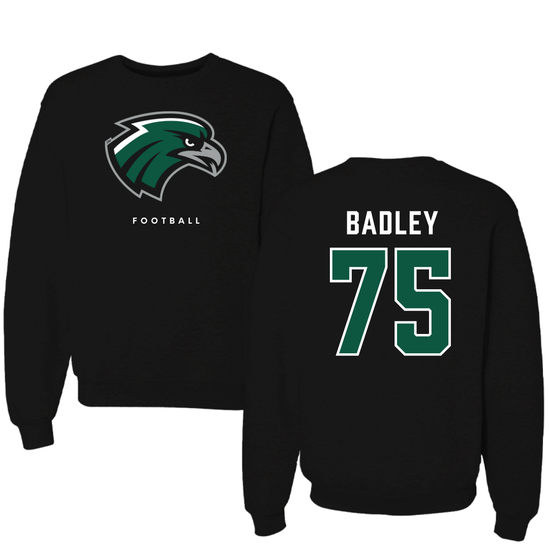 Northeastern State University Football Black Crewneck - #75 Cayson Badley