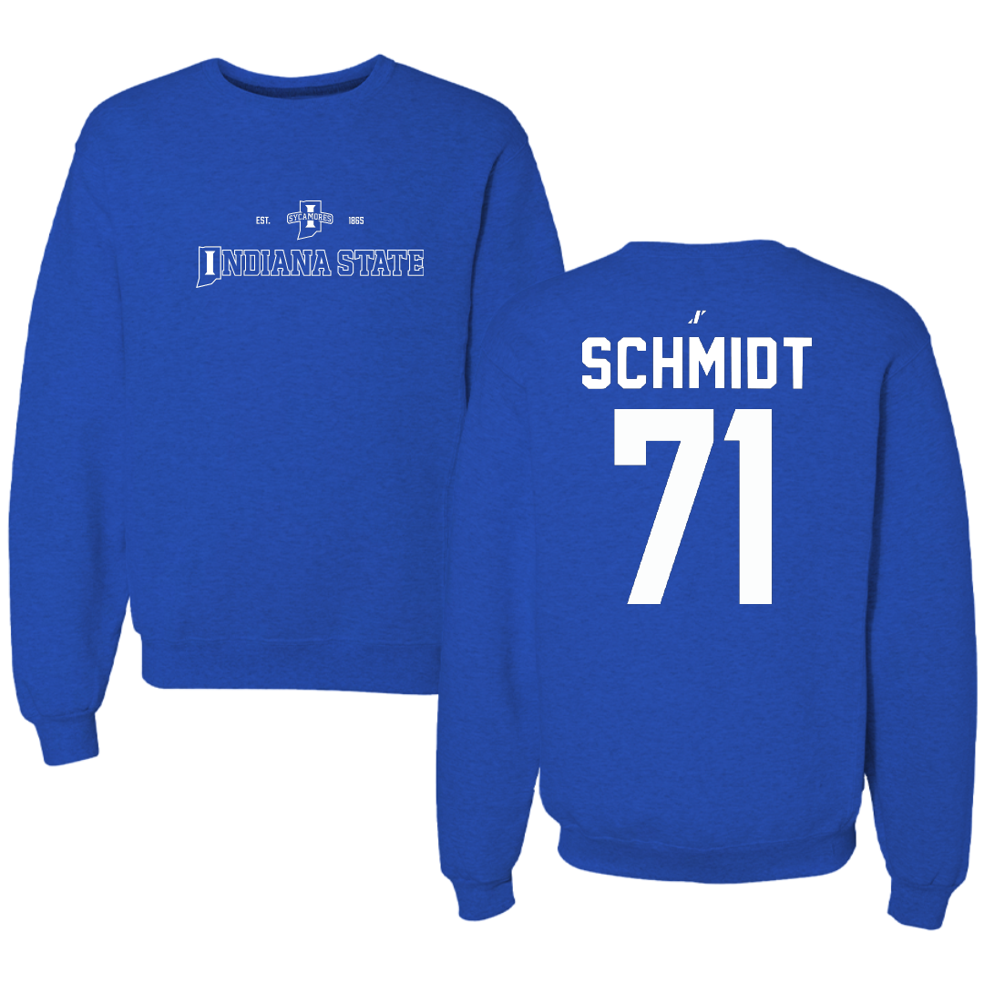 Indiana State University Football Blue General Crewneck - #71 Carter Schmidt