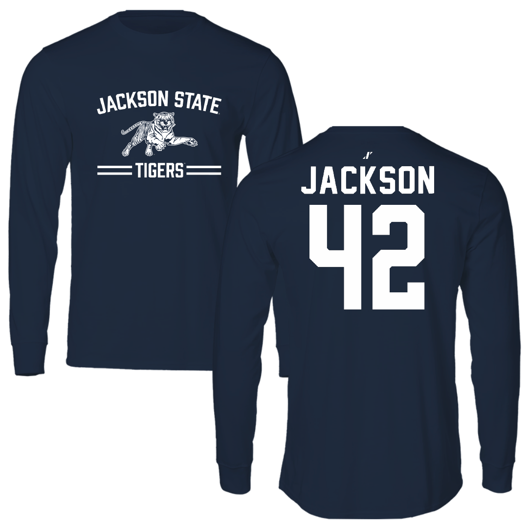 Jackson State University Softball Navy General Long Sleeve - #42 Jace Jackson