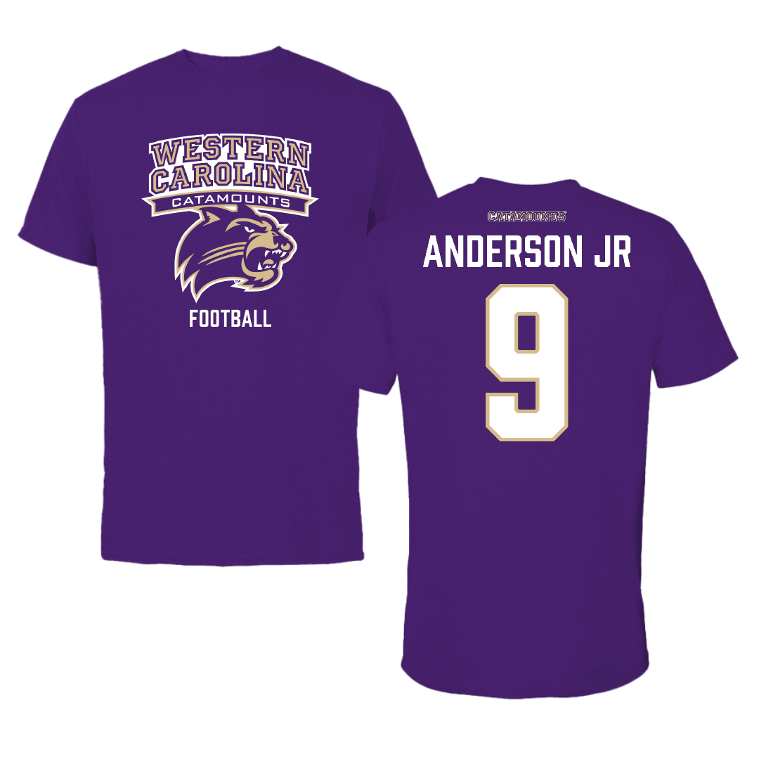 Western Carolina University Football Purple Tee - #9 Darian Anderson Jr