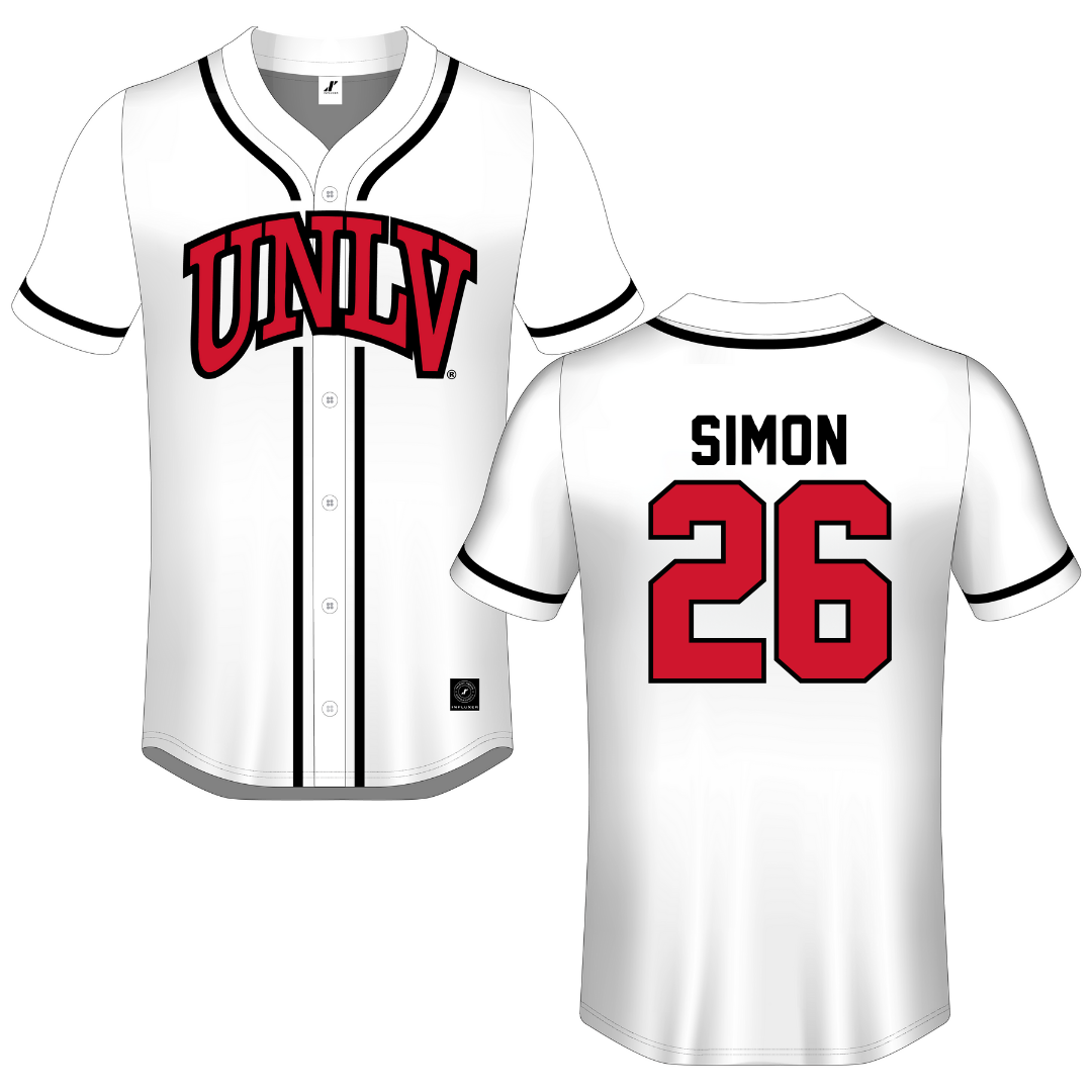 University of Nevada-Las Vegas White Button-Down Jersey - #26 Sam Simon