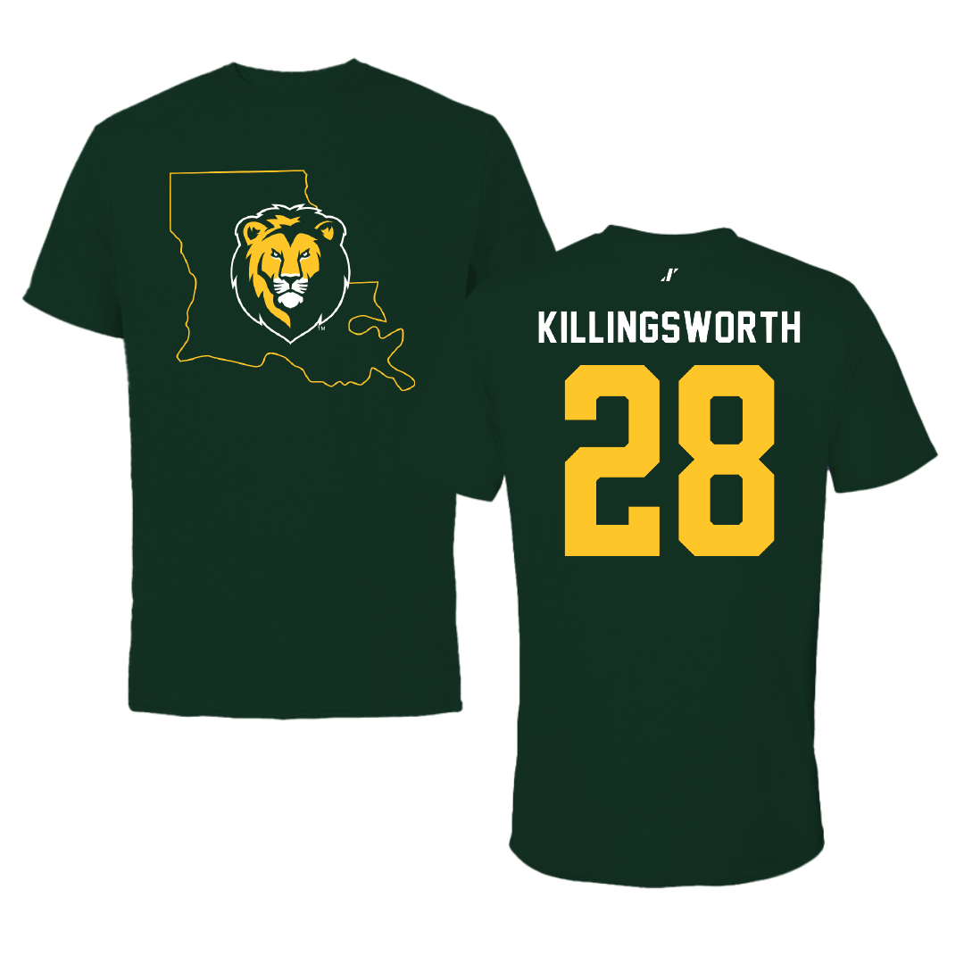 Southeastern Louisiana University Baseball Forest Green State Tee - #28 Jake Killingsworth