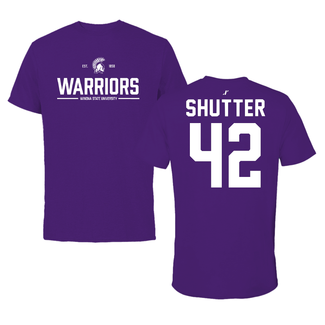 Winona State University Football Purple General Tee - #42 Sam Shutter