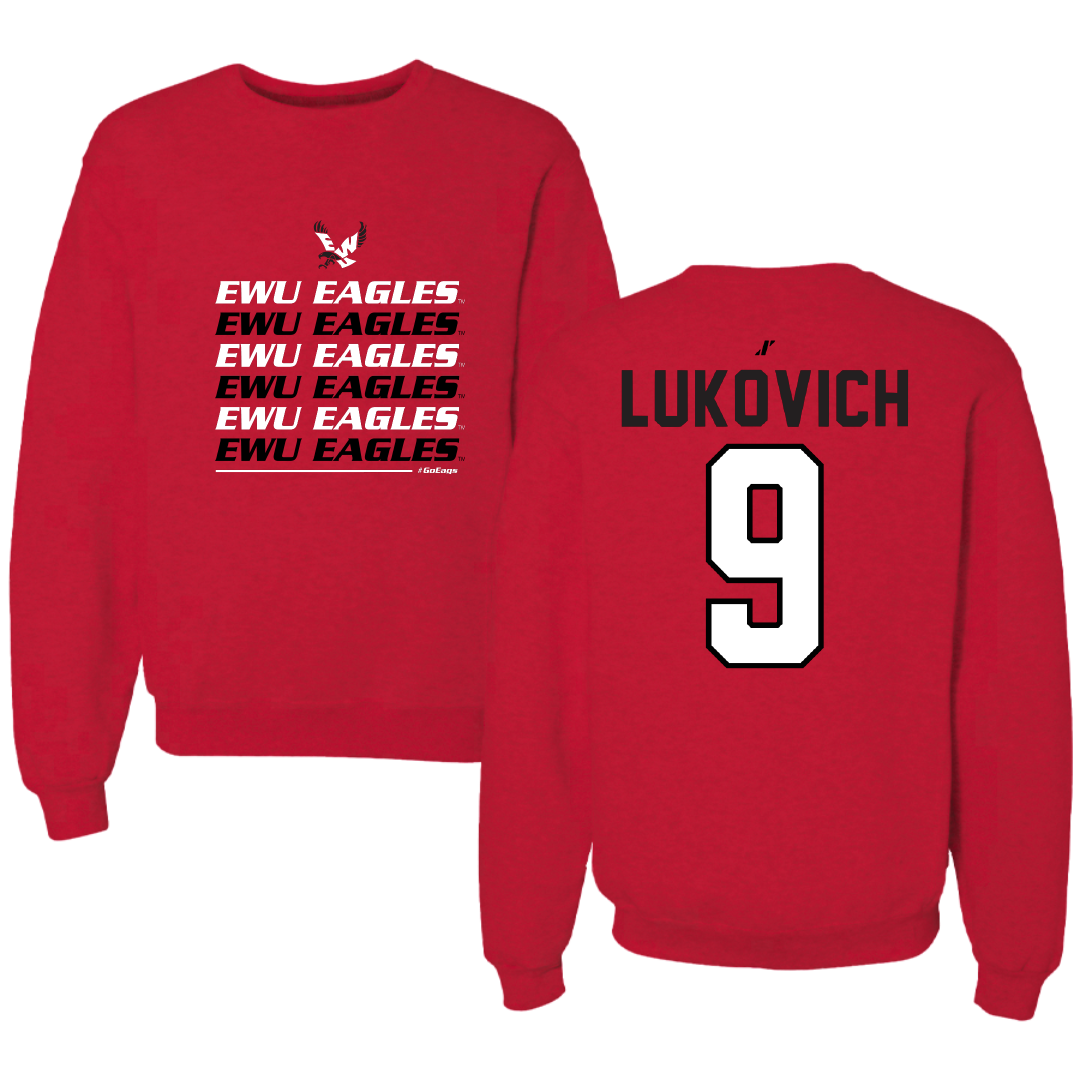 Eastern Washington University Volleyball Red General Crewneck - #9 Kalista Lukovich