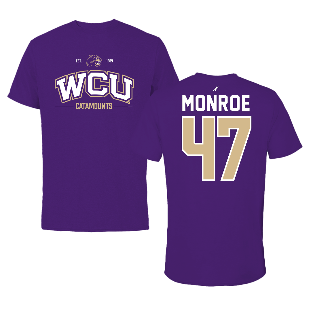 Western Carolina University Football Purple General Tee - #47 Blue Monroe