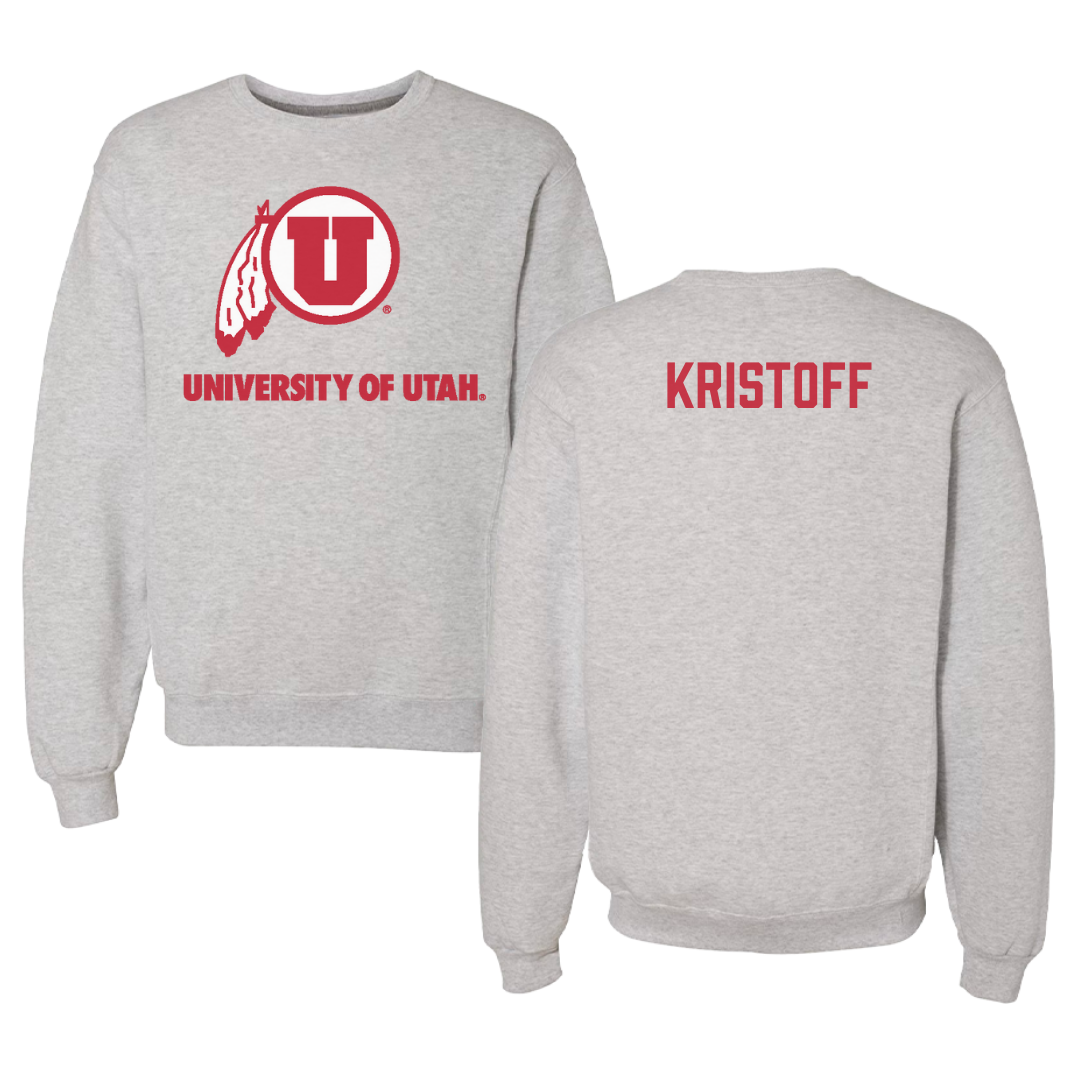 University of Utah Swimming & Diving Gray Crewneck - Keaton Kristoff