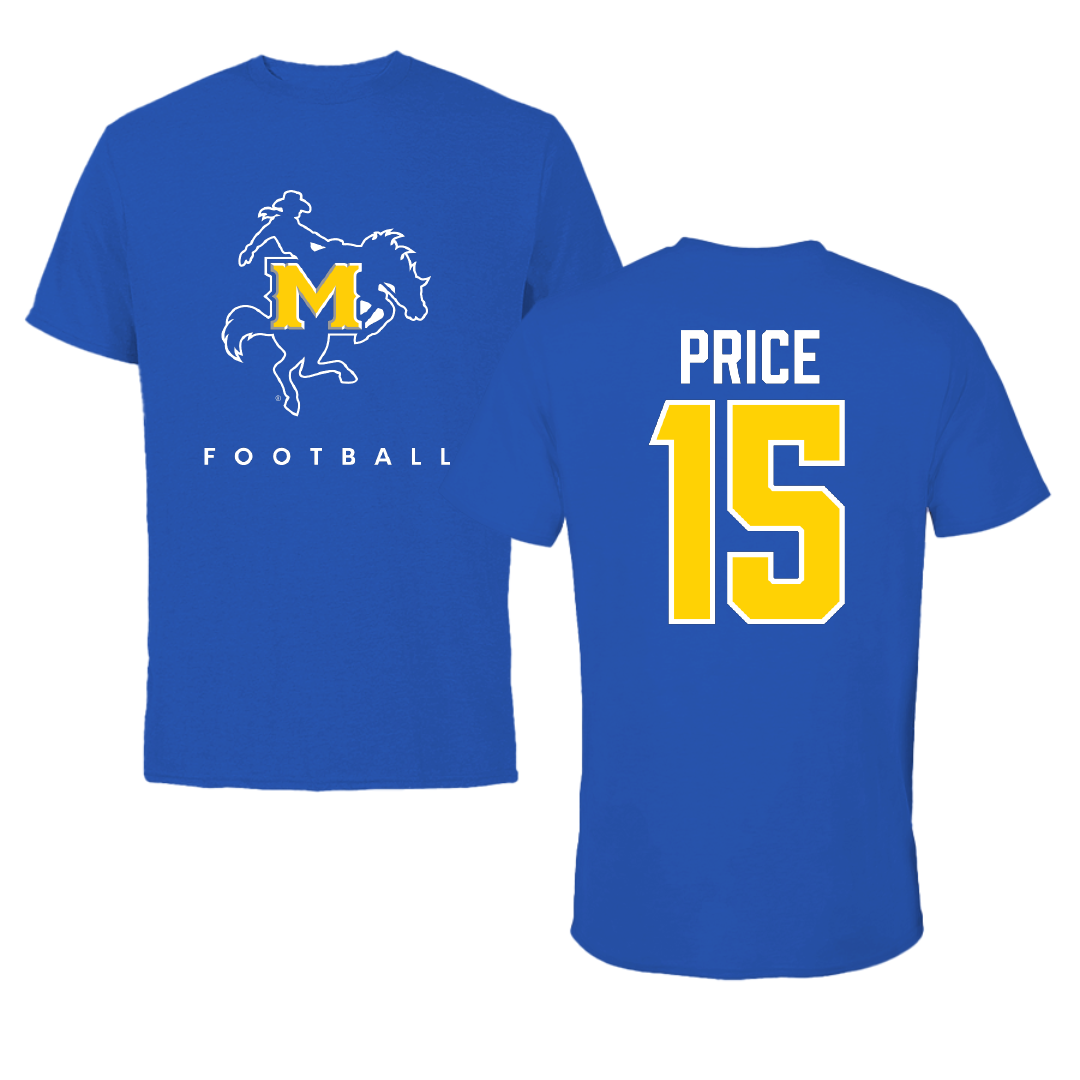 McNeese State University Football True Royal Blue Performance Tee - #15 Maurquel Price