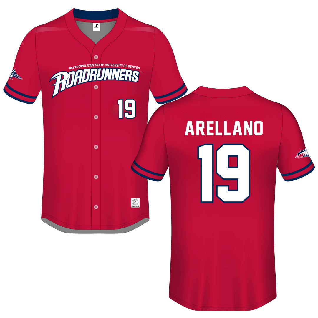 Metropolitan State University of Denver Red Button-Down Jersey - #19 Aaliyah Arellano