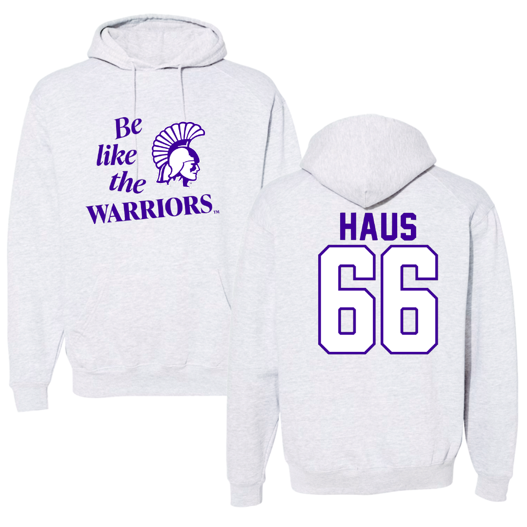 Winona State University Football Light Gray Be Like Us Hoodie - #66 Blake Haus