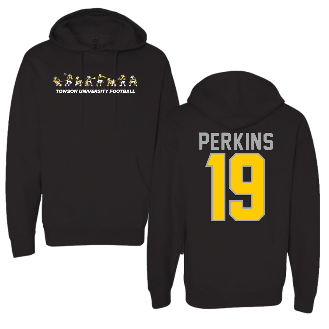 Towson University Football Black Cartoon Doc Team Hoodie - #19 Zay Perkins