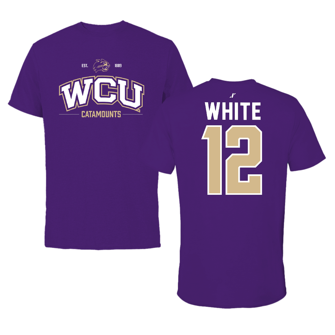 Western Carolina University Baseball Purple General Tee - #12 Ryan White