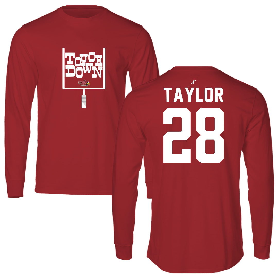 Illinois State University Football Canvas Red Touchdown Long Sleeve - #28 Chris Taylor