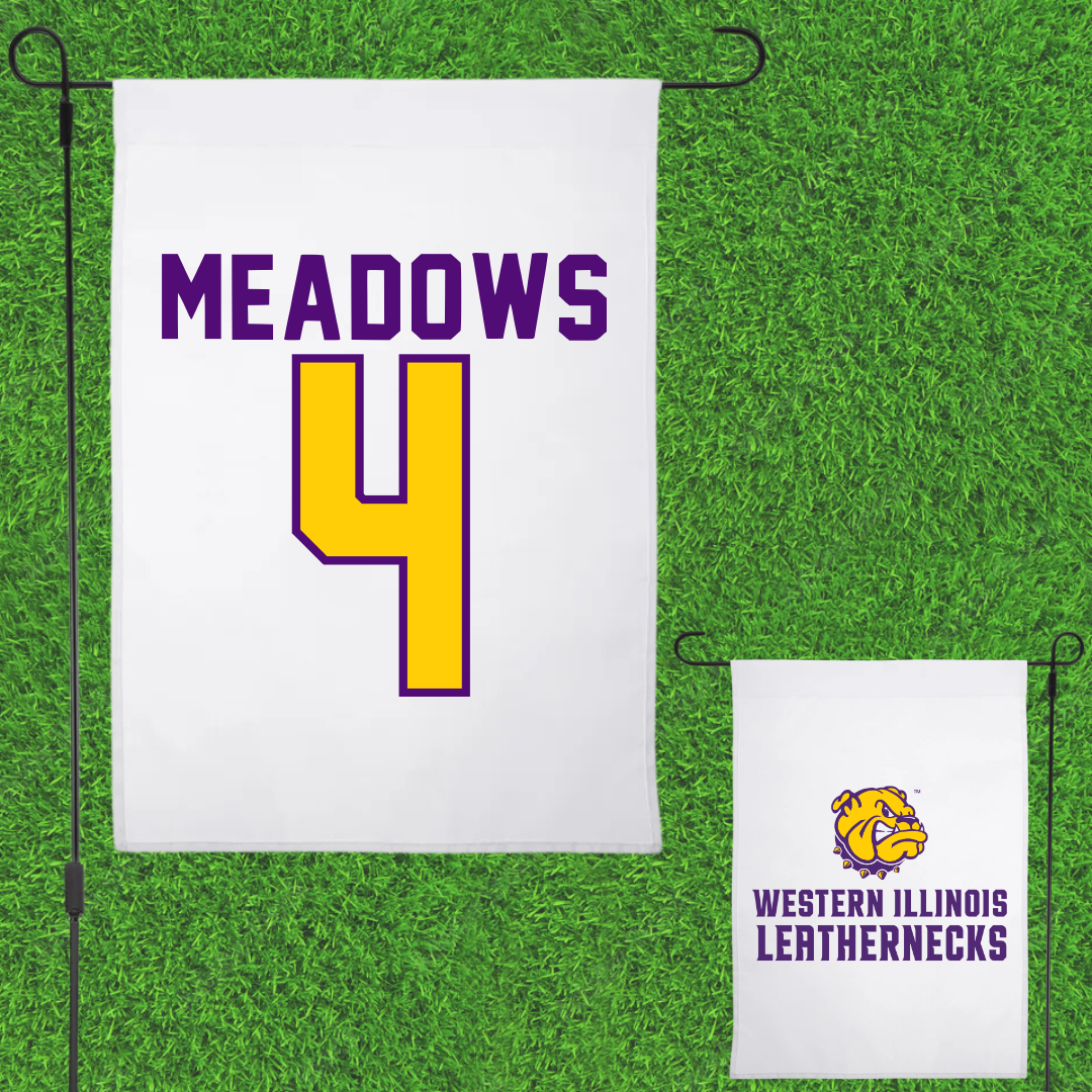 Western Illinois University Basketball White Garden Flag - #4 Allie Meadows