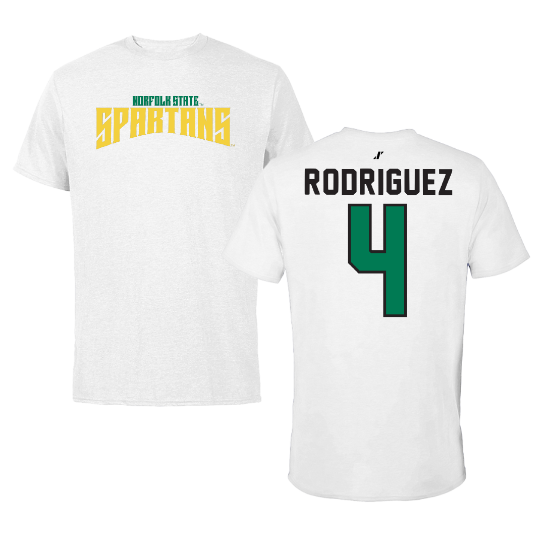 Norfolk State University Baseball White Classic Performance Tee - #4 Raphael Rodriguez