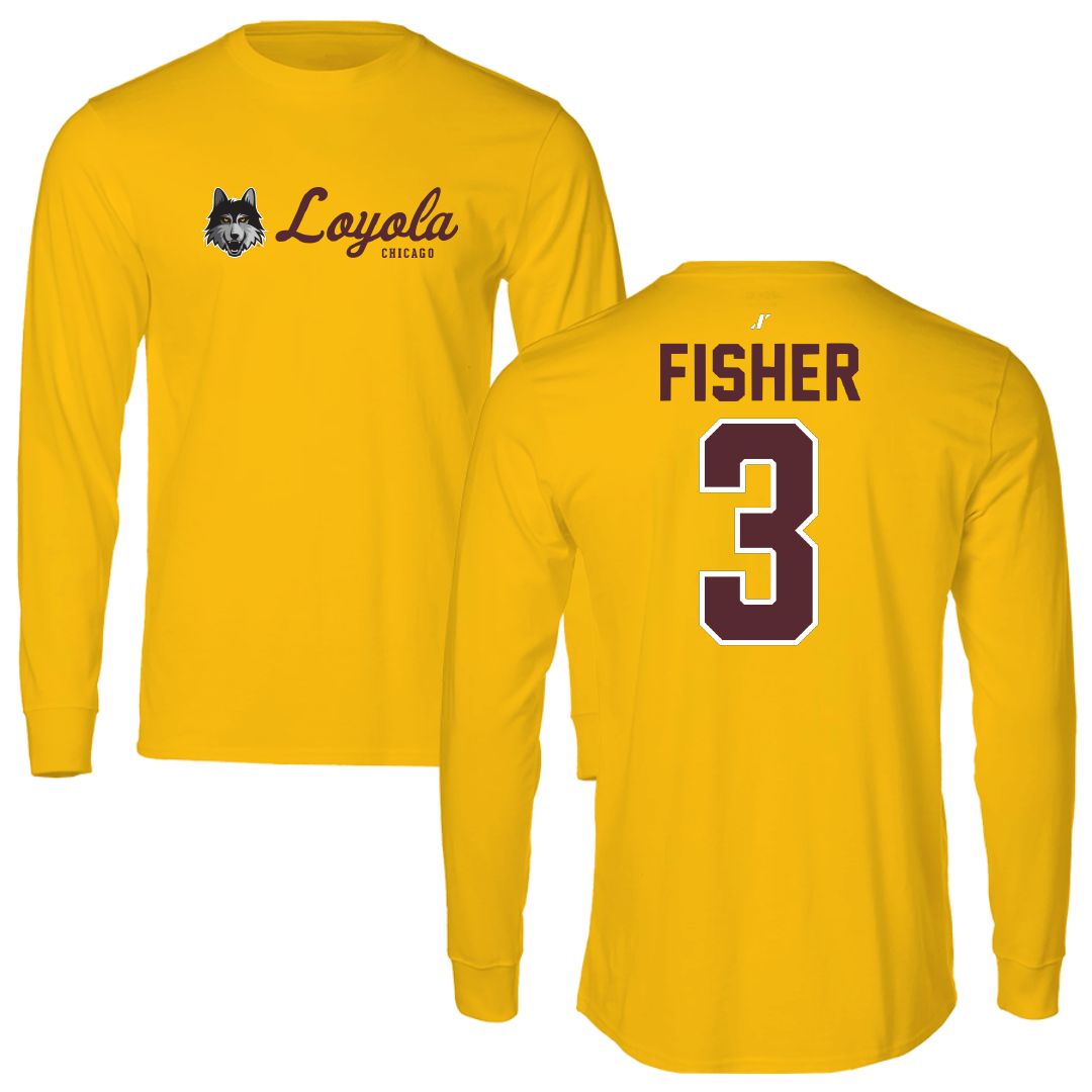 Loyola University-Chicago Basketball Gold General Long Sleeve - #3 Alyssa Fisher