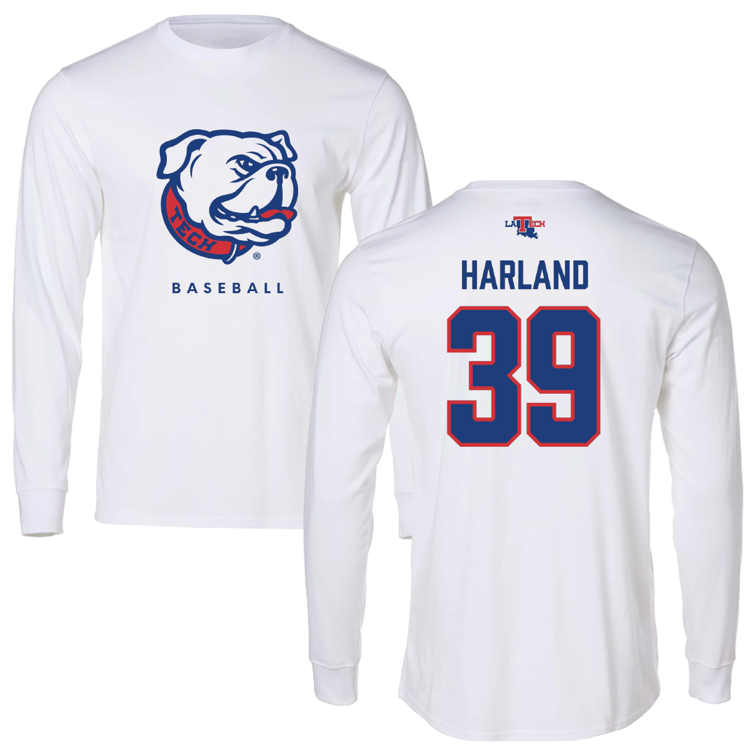 Louisiana Tech University Baseball White Performance Long Sleeve - #39 Ryan Harland