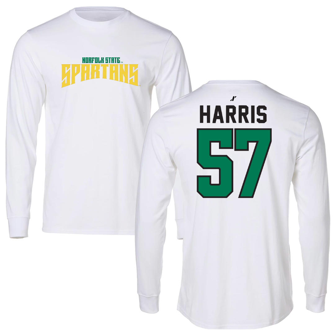 Norfolk State University Football White Classic Long Sleeve - #57 Stewart Harris