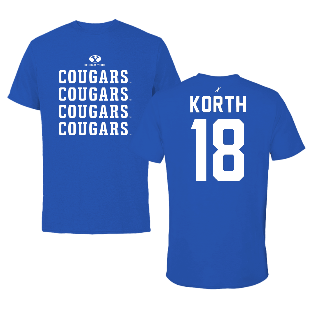 Brigham Young University Softball Blue General Performance Tee - #18 Kaysen Korth