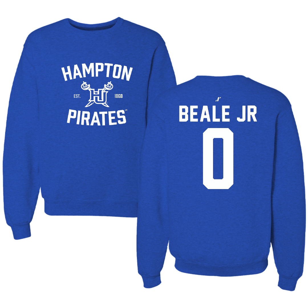 Hampton University Basketball Blue General Crewneck - #0 George Beale Jr