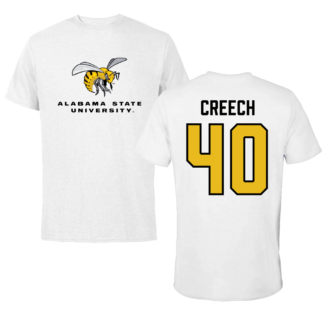 Alabama State University Football White Tee - #40 Dylan Creech