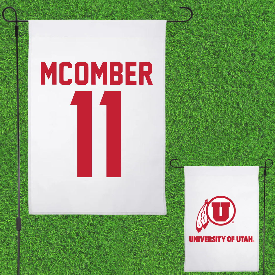 University of Utah Beach Volleyball White Garden Flag - #11 Azure McOmber
