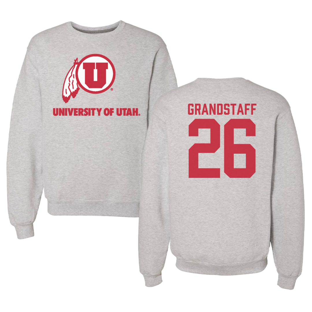 University of Utah Lacrosse Gray Crewneck - #26 Brady Grandstaff