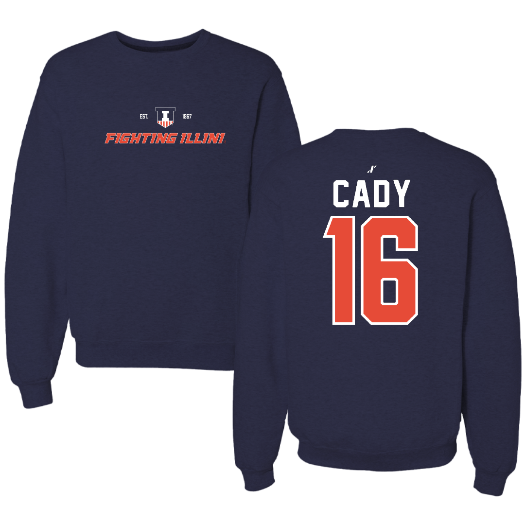 University of Illinois Softball Navy General Crewneck - #16 Ella Cady