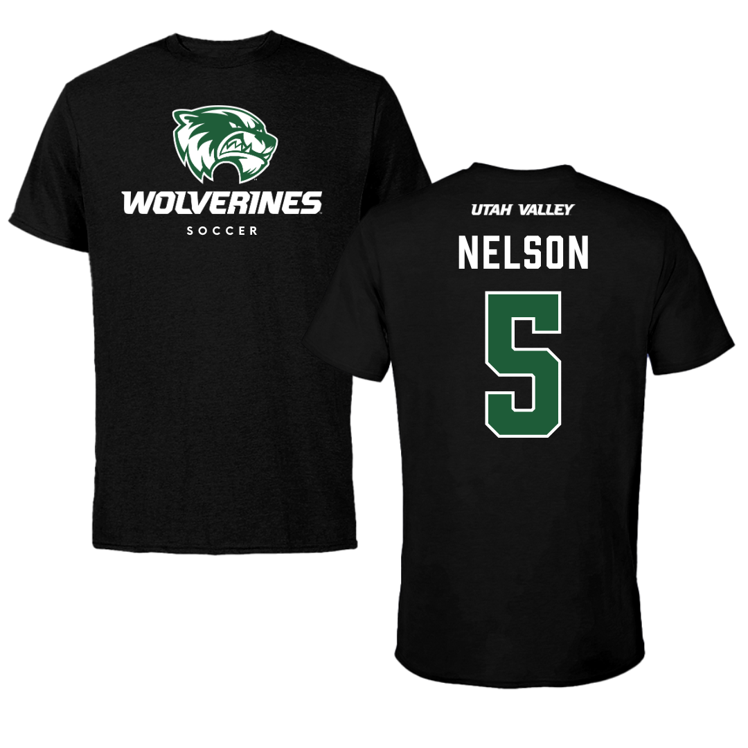Utah Valley University Soccer Black Mascot Performance Tee - #5 Taylor Nelson