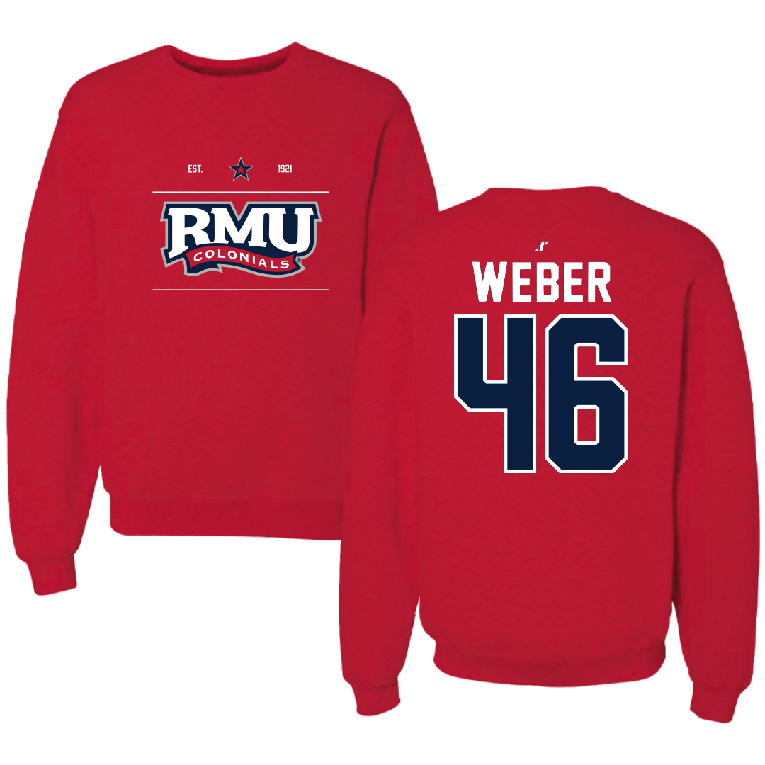 Robert Morris University Football Red General Crewneck - #46 Zach Weber