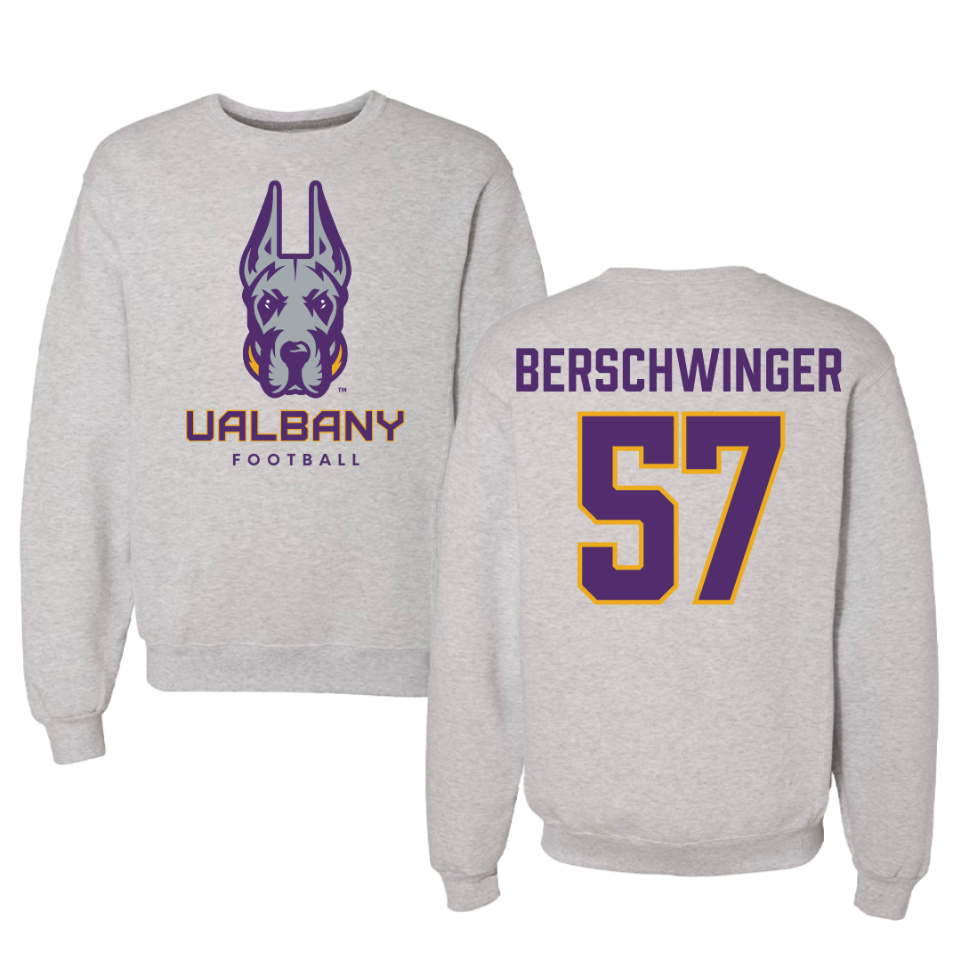 University at Albany Football Gray Crewneck - #57 Troy Berschwinger