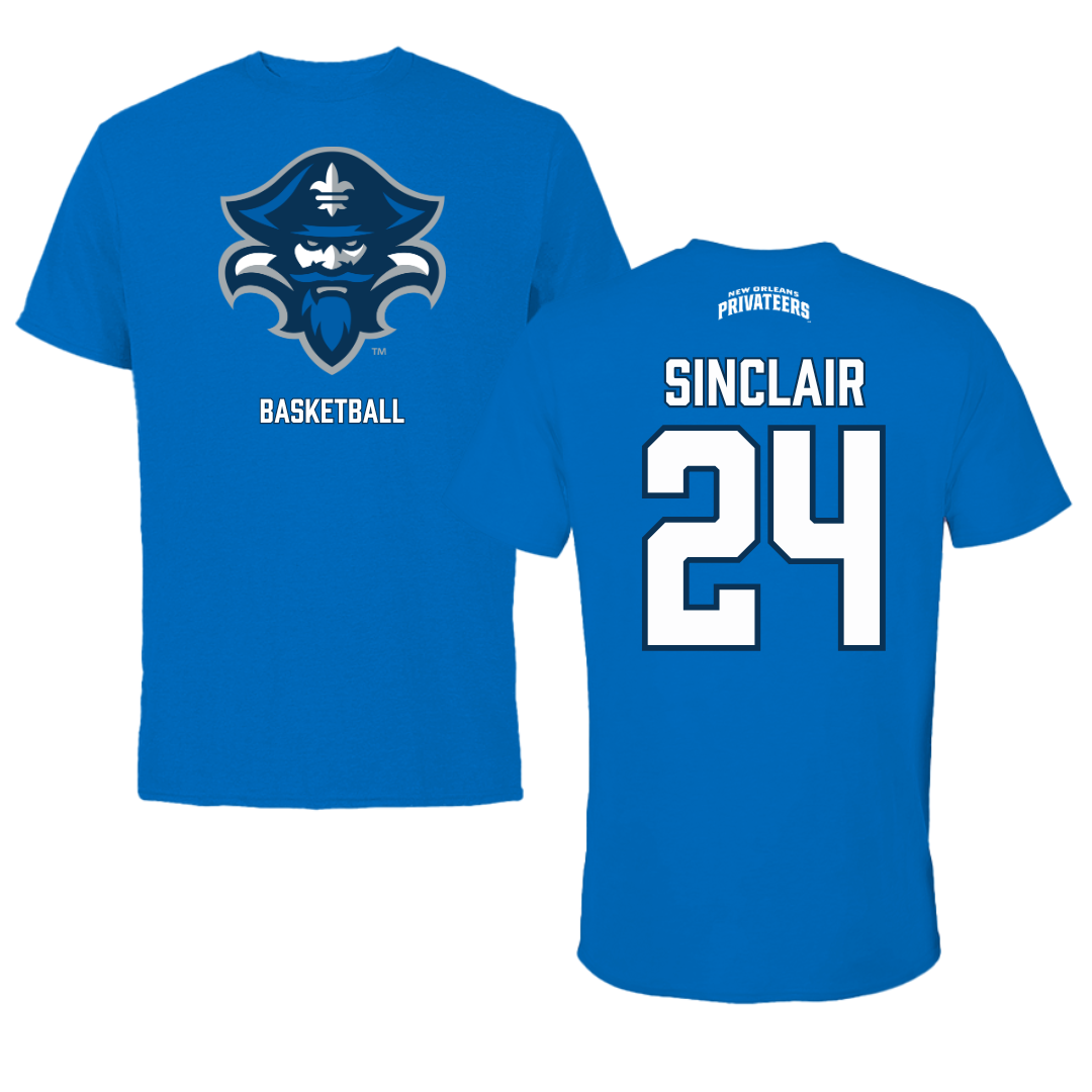 University of New Orleans Basketball Blue Mascot Performance Tee - #24 Cole Sinclair
