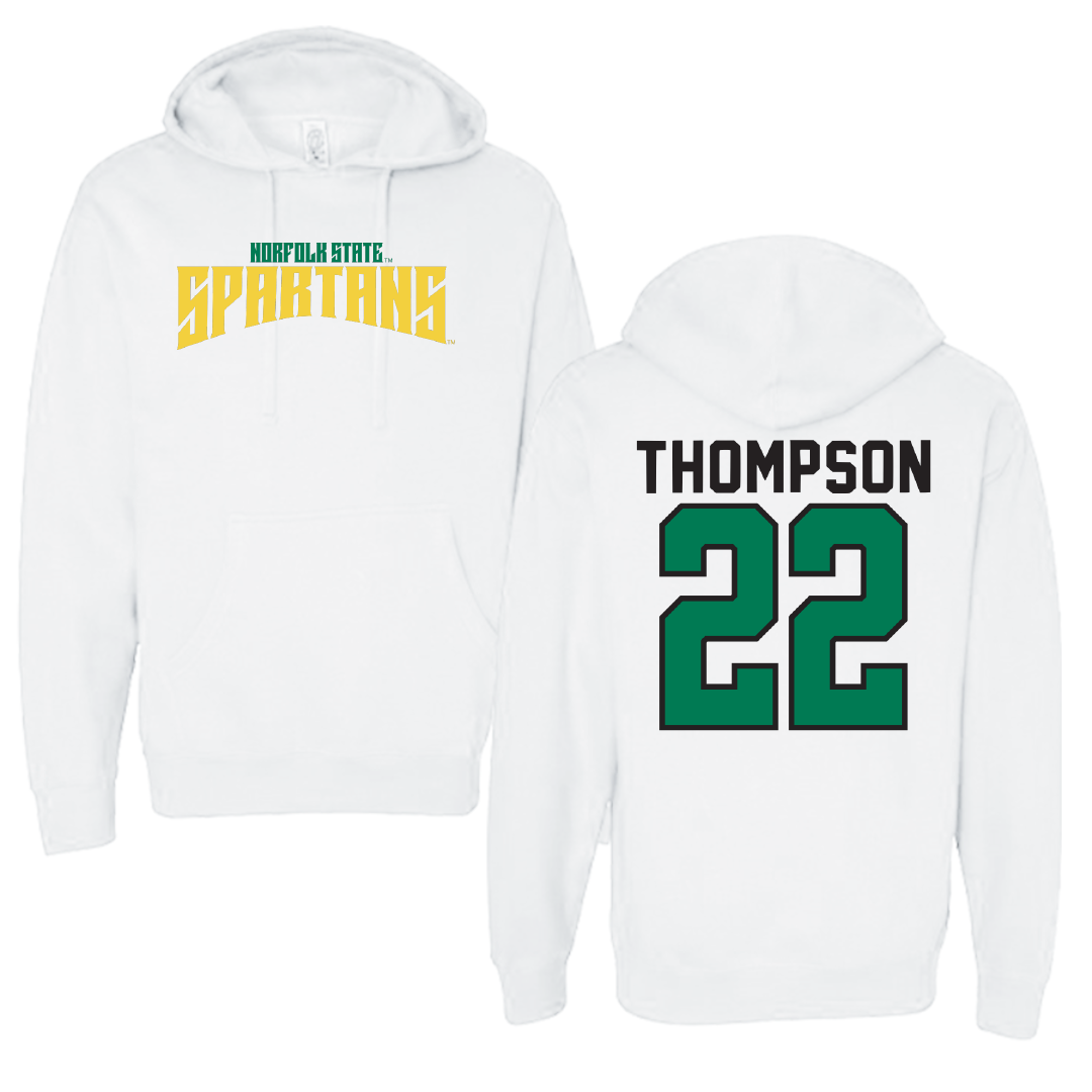 Norfolk State University Football White Classic Hoodie - #22 Ryan Thompson