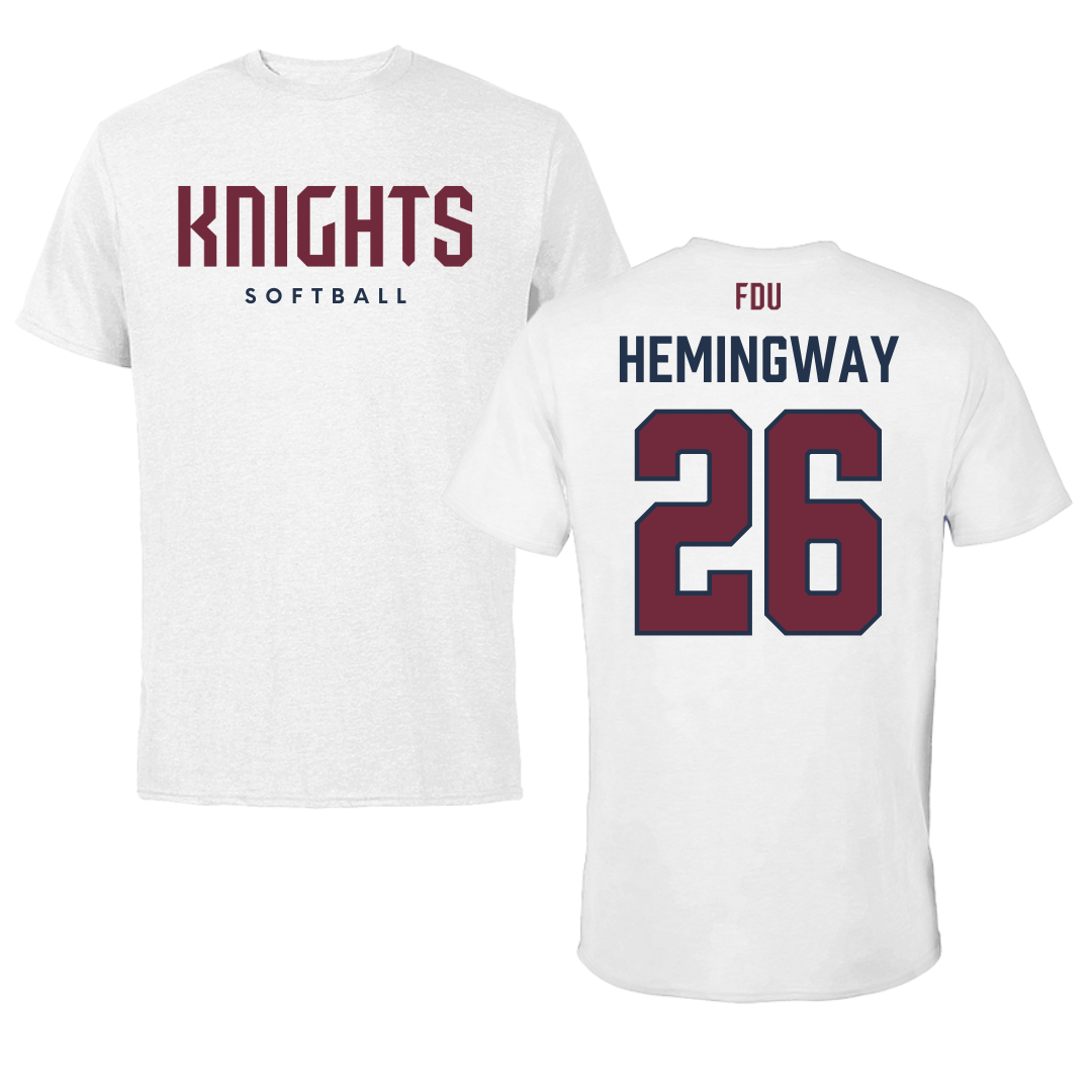 Fairleigh Dickinson University-Metropolitan Campus Softball White Tee - #26 Jordyn Hemingway