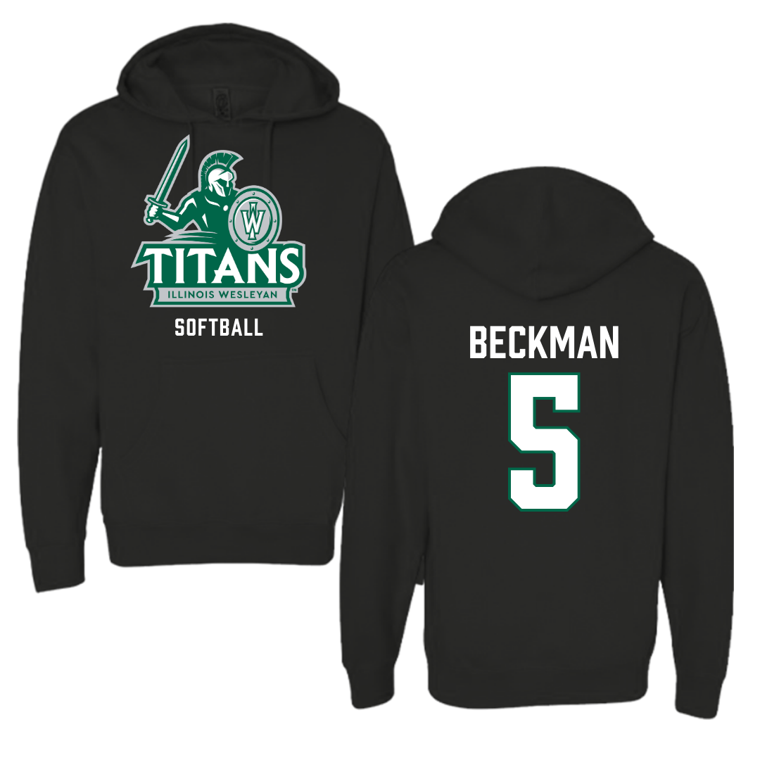 Illinois Wesleyan University Softball Black Hoodie - #5 Anna Beckman