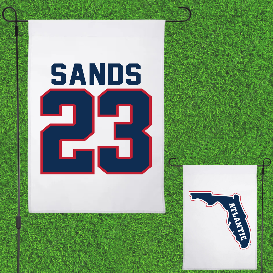 Florida Atlantic University Football White Garden Flag - #23 Gemari Sands